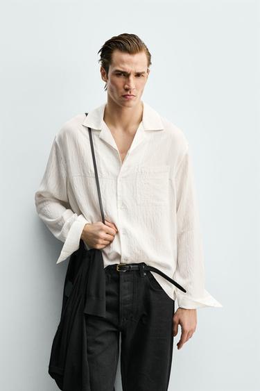 CAMISA FLUIDA RELAXED FIT ESTRUCTURA - Blanco de Zara