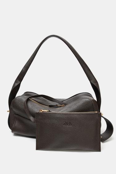 LEATHER SHOULDER BAG - Brown by Zara - Image 5
