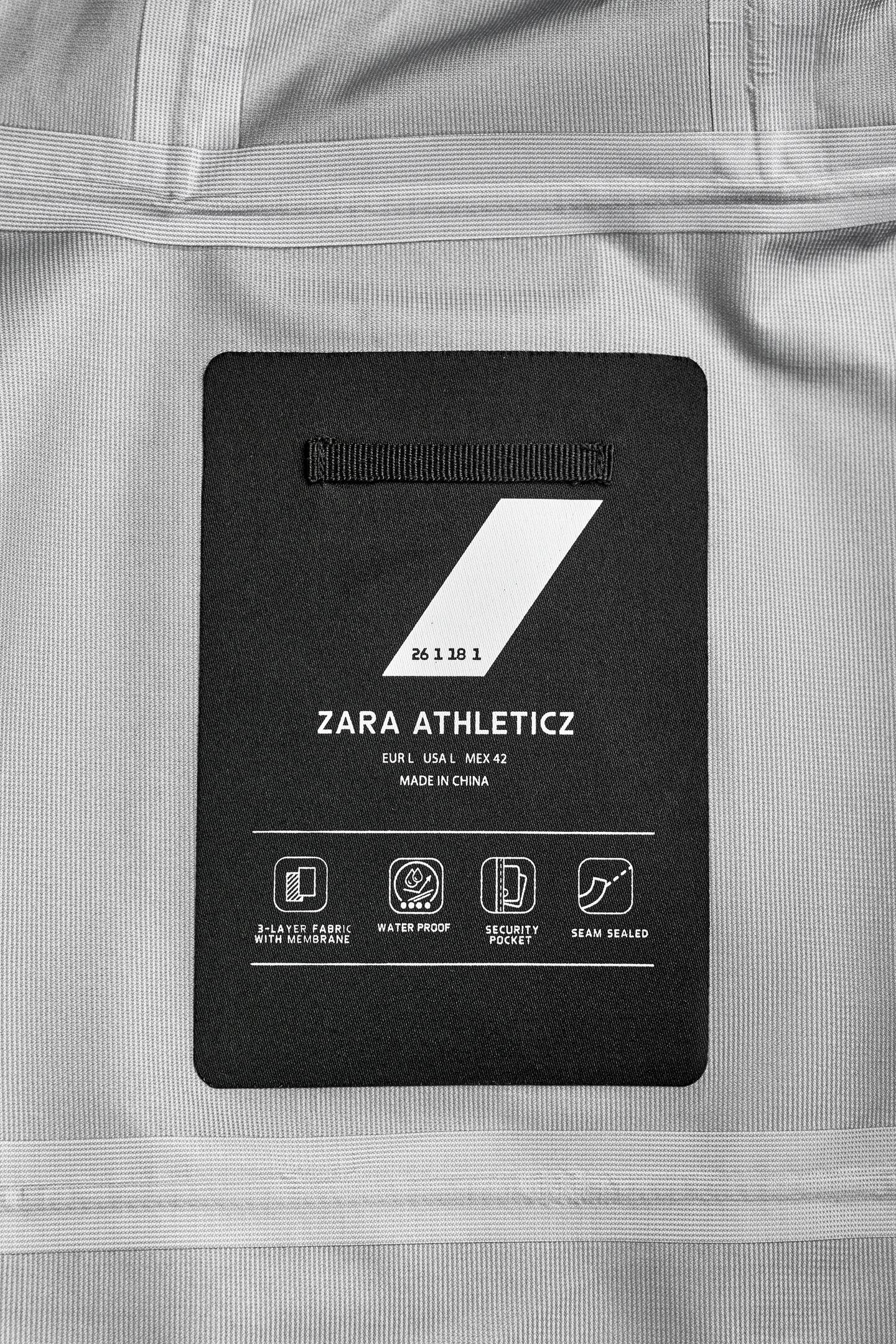Мужская куртка Zara Waterproof Technical, цвет: Чёрный — фото 9