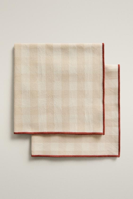 Zaras FLERPACK RUTIGA SERVETTER MED EFTERSTYGN (2-PACK) - Beige - Bild 0