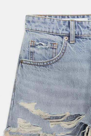 SHORT EN DENIM TRF COURBÉ TAILLE HAUTE - Bleu clair de Zara - Image 8