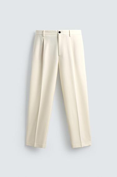 PANTALÓN FRANELA PLIEGUES LIMITED EDITION - Blanco de Zara