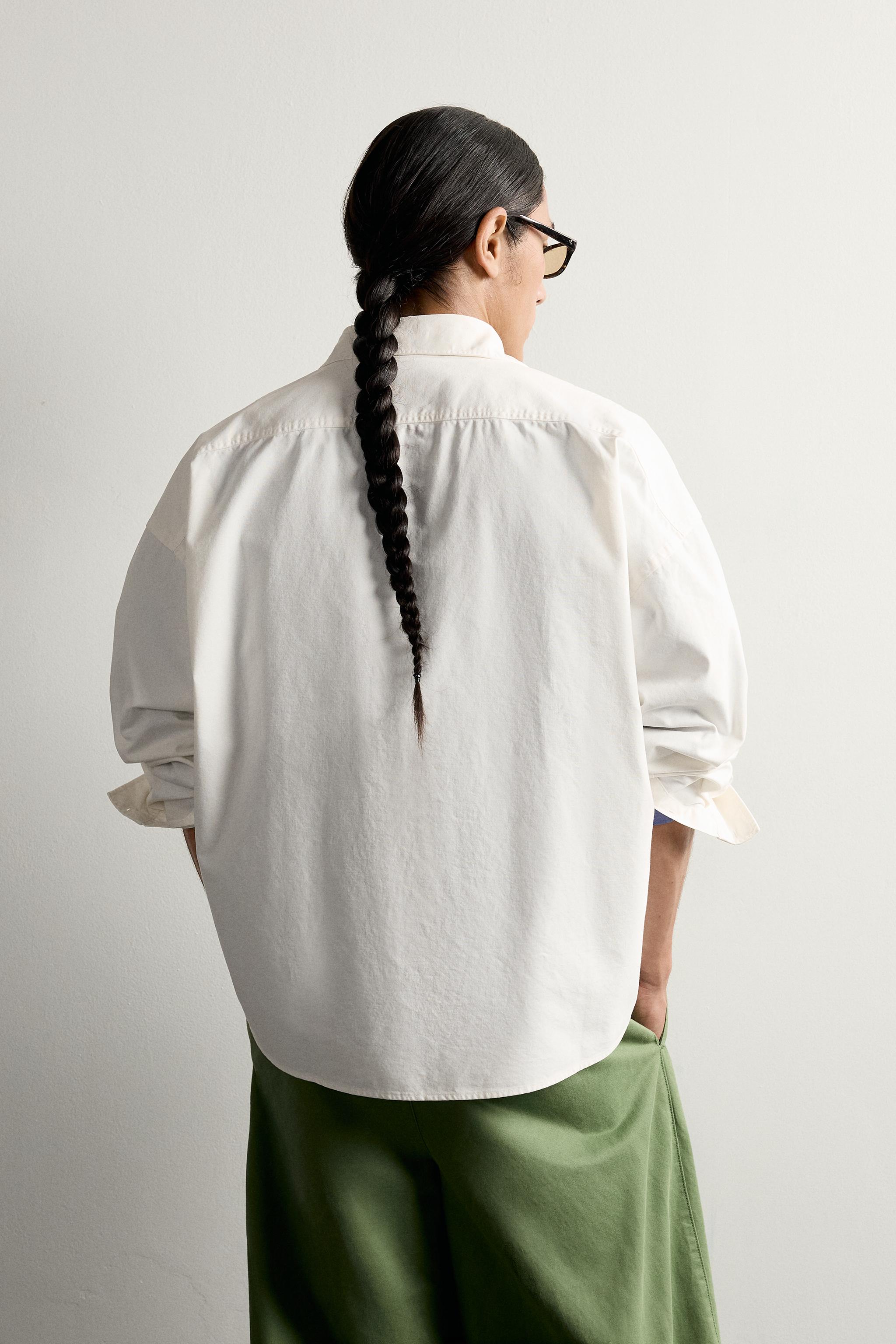 Zara FRUIT OF THE LOOM™ BOXY FIT OXFORD GÖMLEK görsel 3