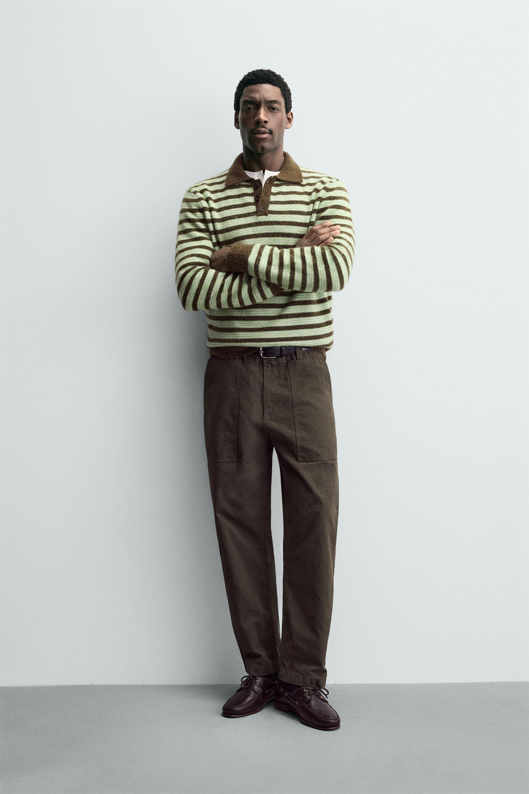 STRIPED KNIT POLO SHIRT