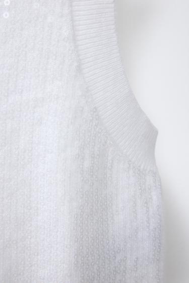 KNITTED SEQUIN TOP - Ecru by Zara - Image 3