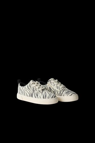SNEAKER AUS BAUMWOLLE MIT TIERMUSTER - Weiß von Zara