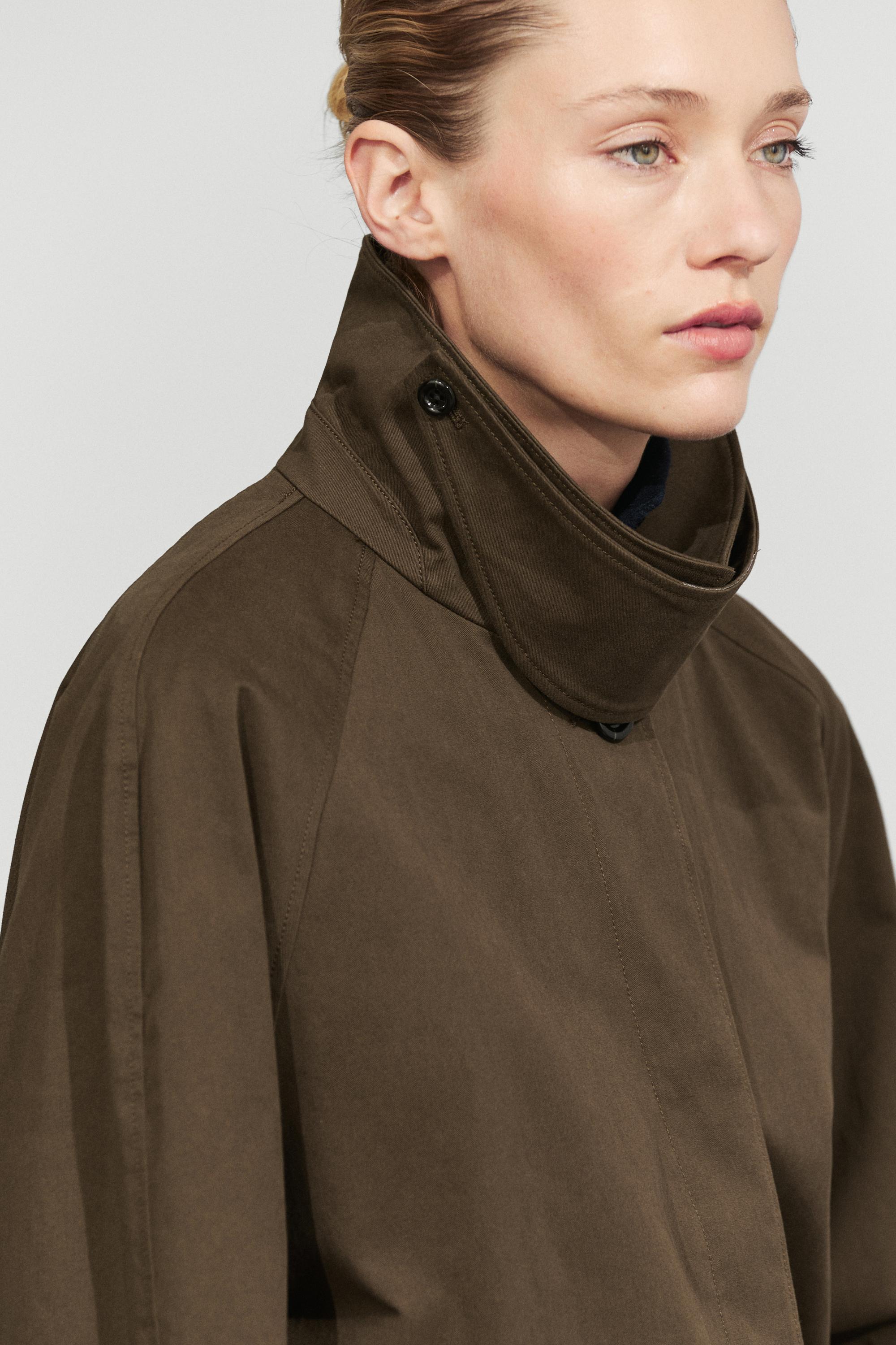 Removable Hood Trench Coat — Khaki