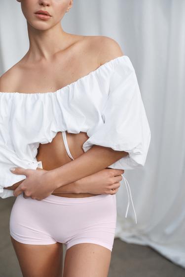 TOP EN COTON ÉPAIS EFFET BALLON - Blanc de Zara - Image 1