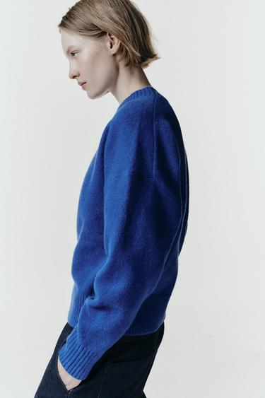Zara SOFT KNIT JUMPER - Bluish