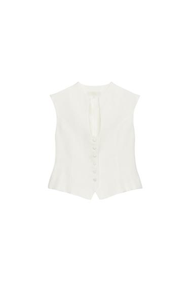 ТОП С ОБТЯЖНЫМИ ПУГОВИЦАМИ — ЖЕЛТОВАТО-БЕЛЫЙ от Zara