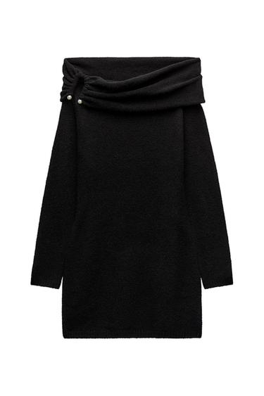 DRAPED KNIT MINI DRESS