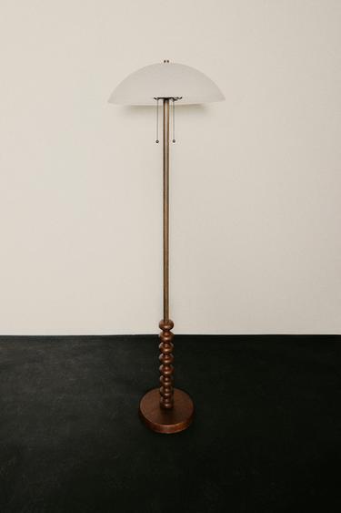GLASS AND WOOD FLOOR LAMP - Multicoloured by Zara