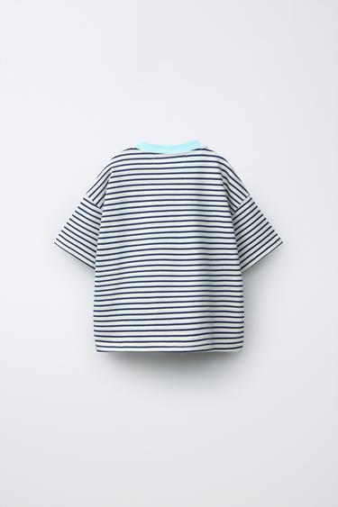 ZARA TIMELESS - T-SHIRT RAYURES COL CONTRASTE - Écru / Bleu de Zara - Image 4