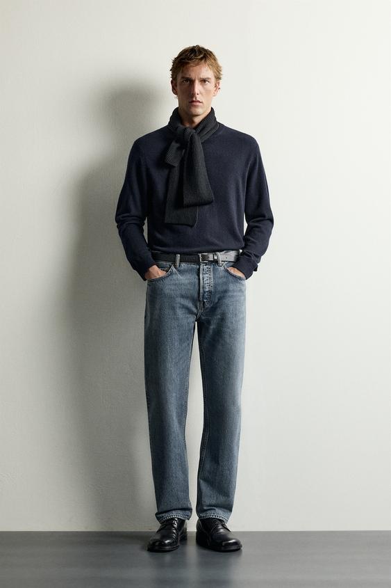 JEANS STRAIGHT FIT - Blu indiane nga Zara - Imazh 0