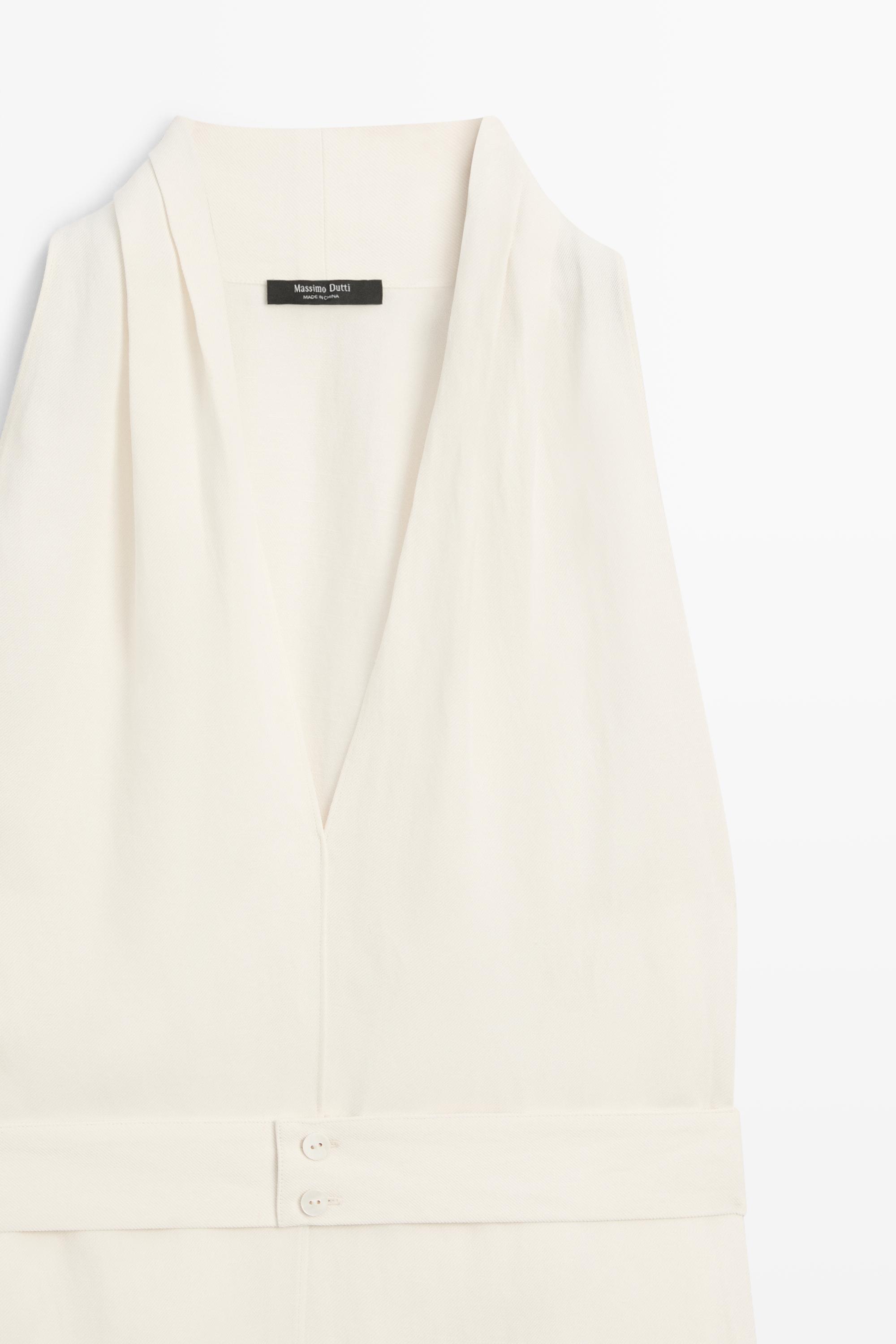 Flowing linen blend vest with belt detail