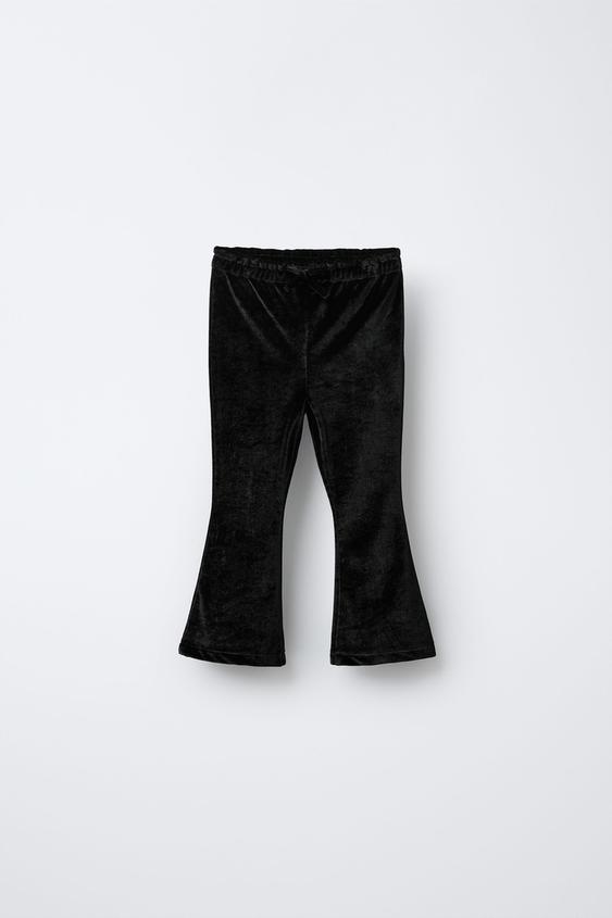 FLARE VELVET TROUSERS Black ZARA Saudi Arabia