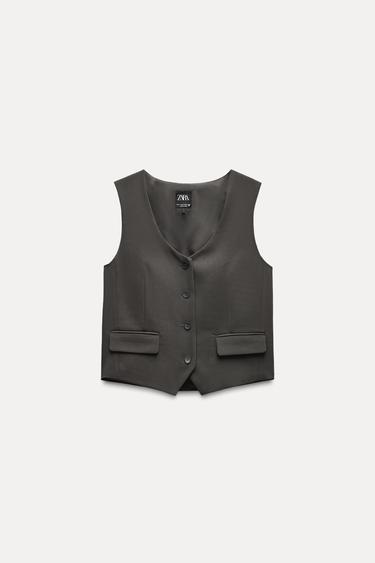 CHALECO ENTALLADO - Azul / Gris de Zara