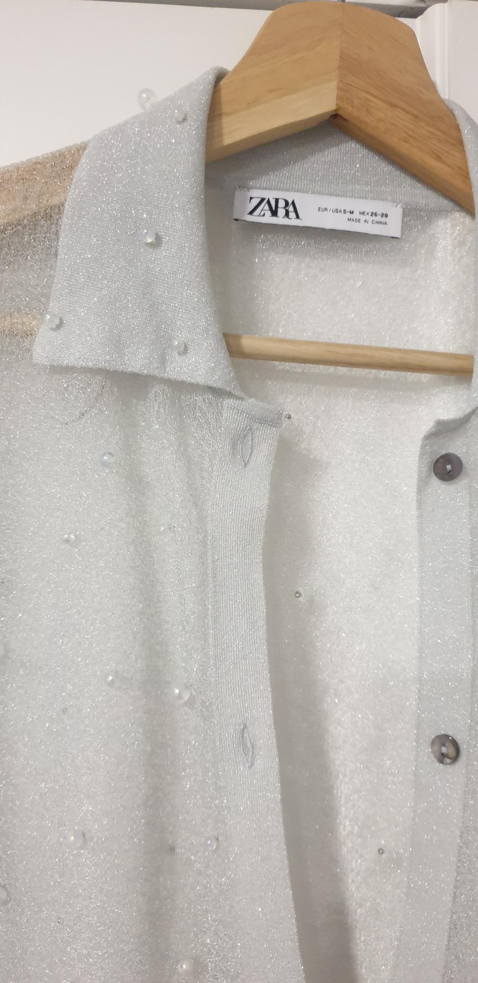 SEMI-SHEER KNIT SHIRT WITH FAUX PEARLS - Image 3