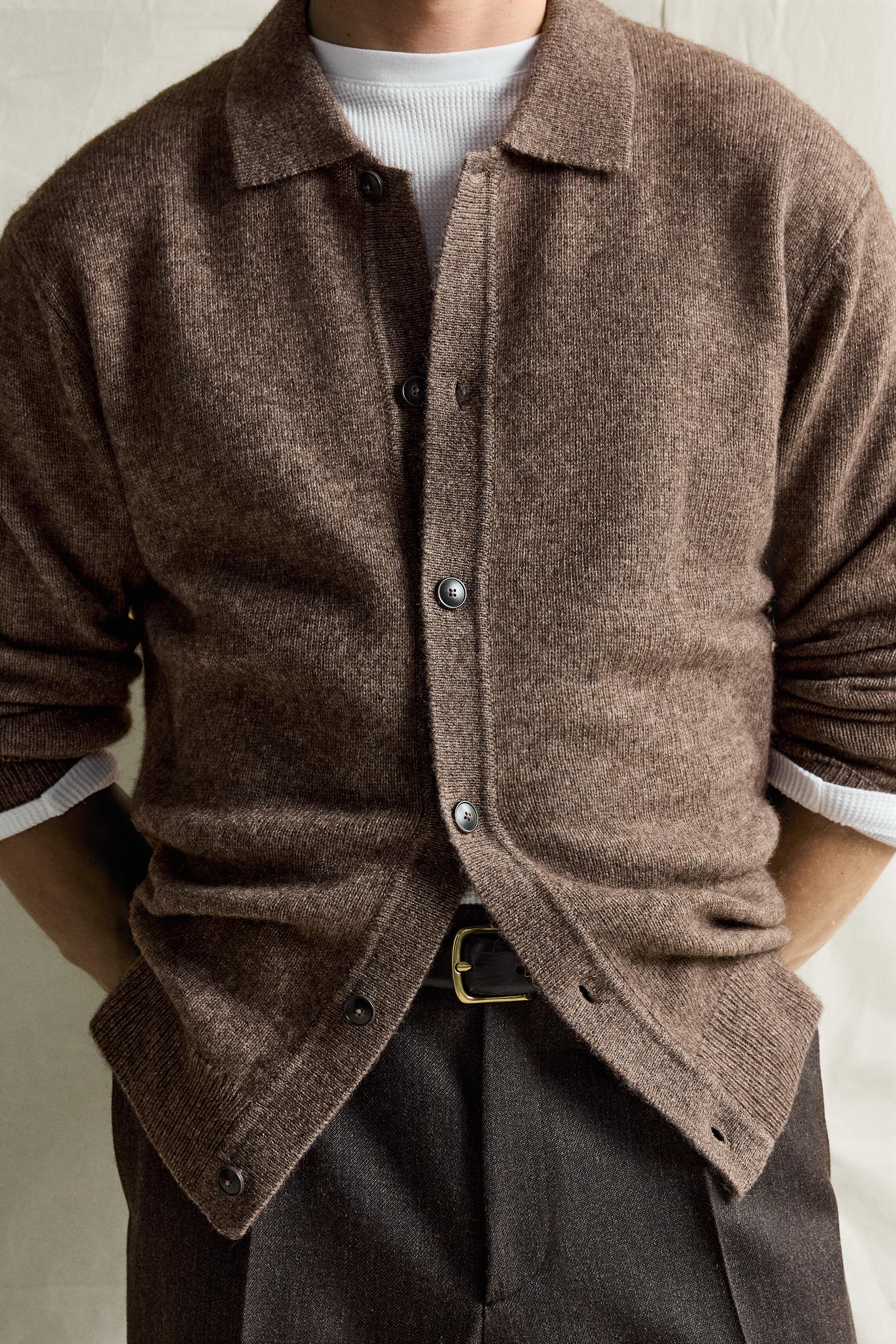 WOOL AND YAK BLEND KNIT OVERSHIRT