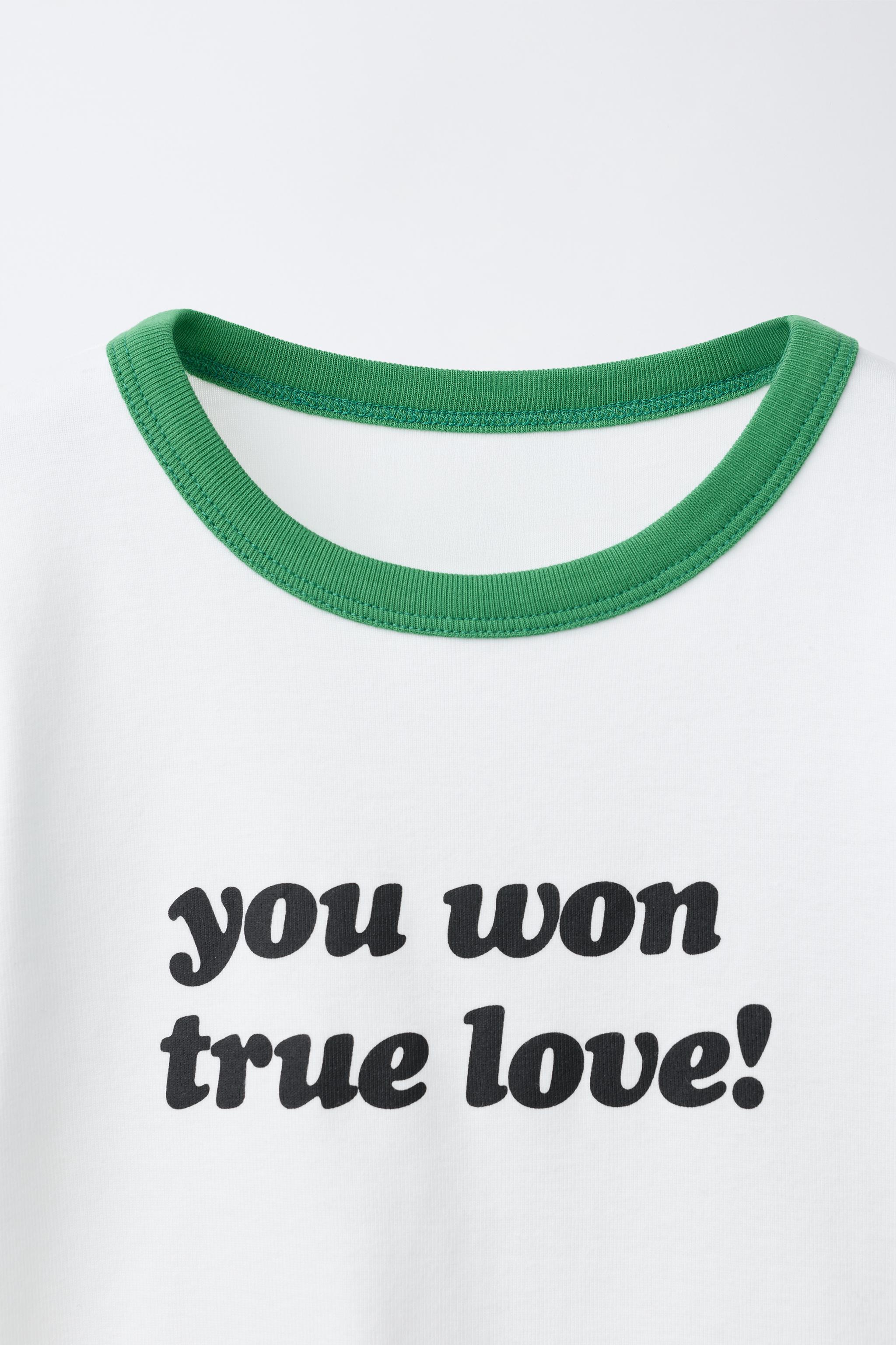 CONTRAST RIB TEXT T-SHIRT