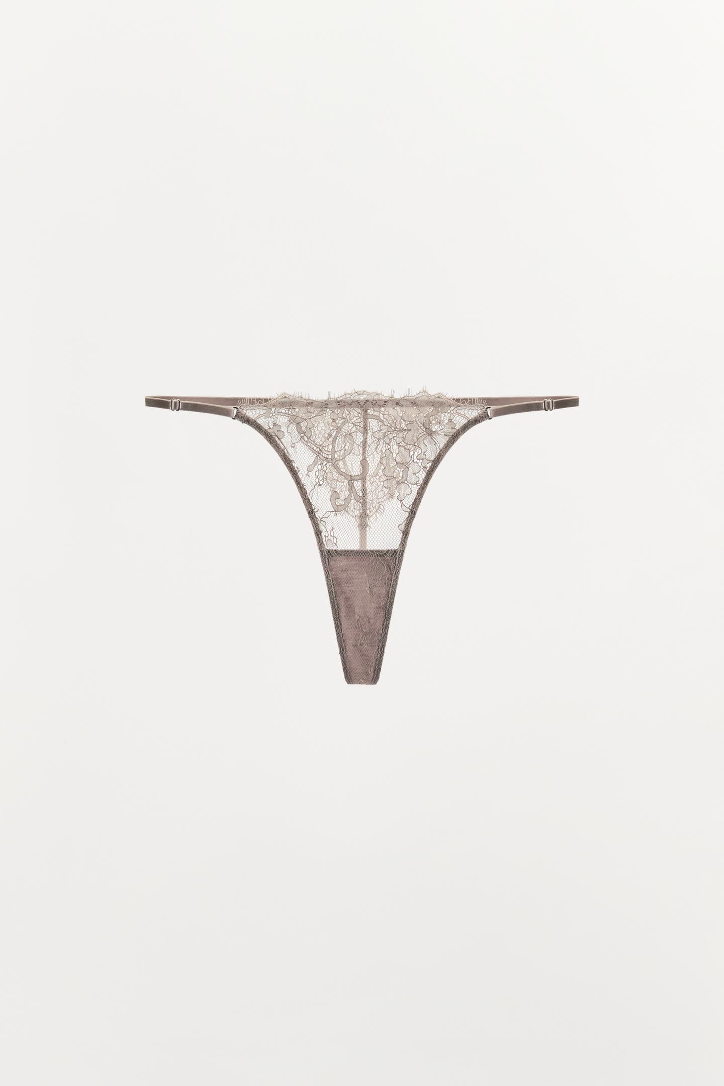 Трусы-стринги, кружево — Zara, цвет: Серый / Бежевый — фото 6