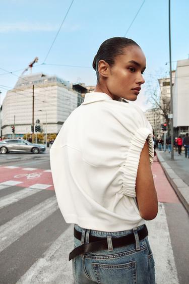 WIDE ARMHOLE SHIRT - Ecru by Zara - Image 2