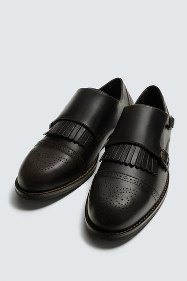 CHAUSSURES EN CUIR À DOUBLE BOUCLE - Marron de Zara - Image 4