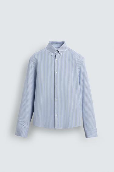 RELAXED FIT STRIPED SHIRT - Faded sky blue by Zara