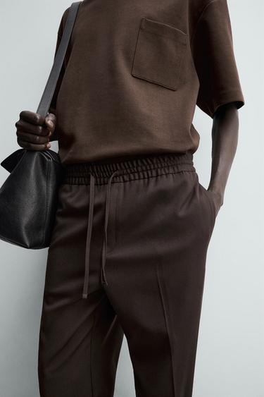 PANTALON JOGGER À TAILLE CONFORTABLE - Chocolat de Zara - Image 5
