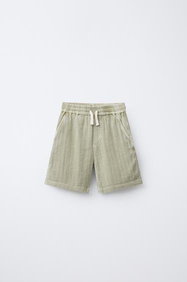TEXTURED BERMUDA SHORTS - Light green by Zara - Image 0