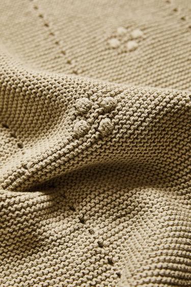 MANTA BEBÉ ALGODÓN CALADO - Verde de Zara