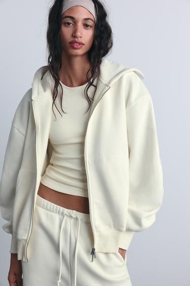 OVERSIZE ZIP-UP HOODIE - Oyster-white by Zara