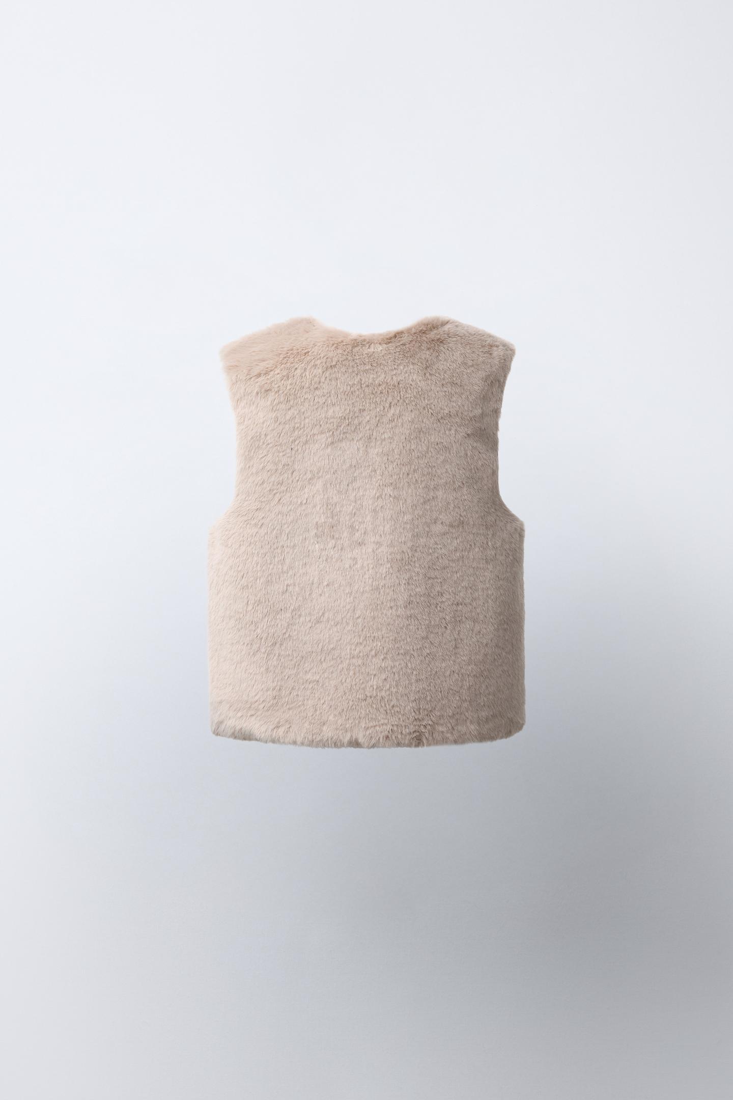Детский жилет Zara Faux Fur Vest, цвет: Серо-коричневый коричневый — фото 4