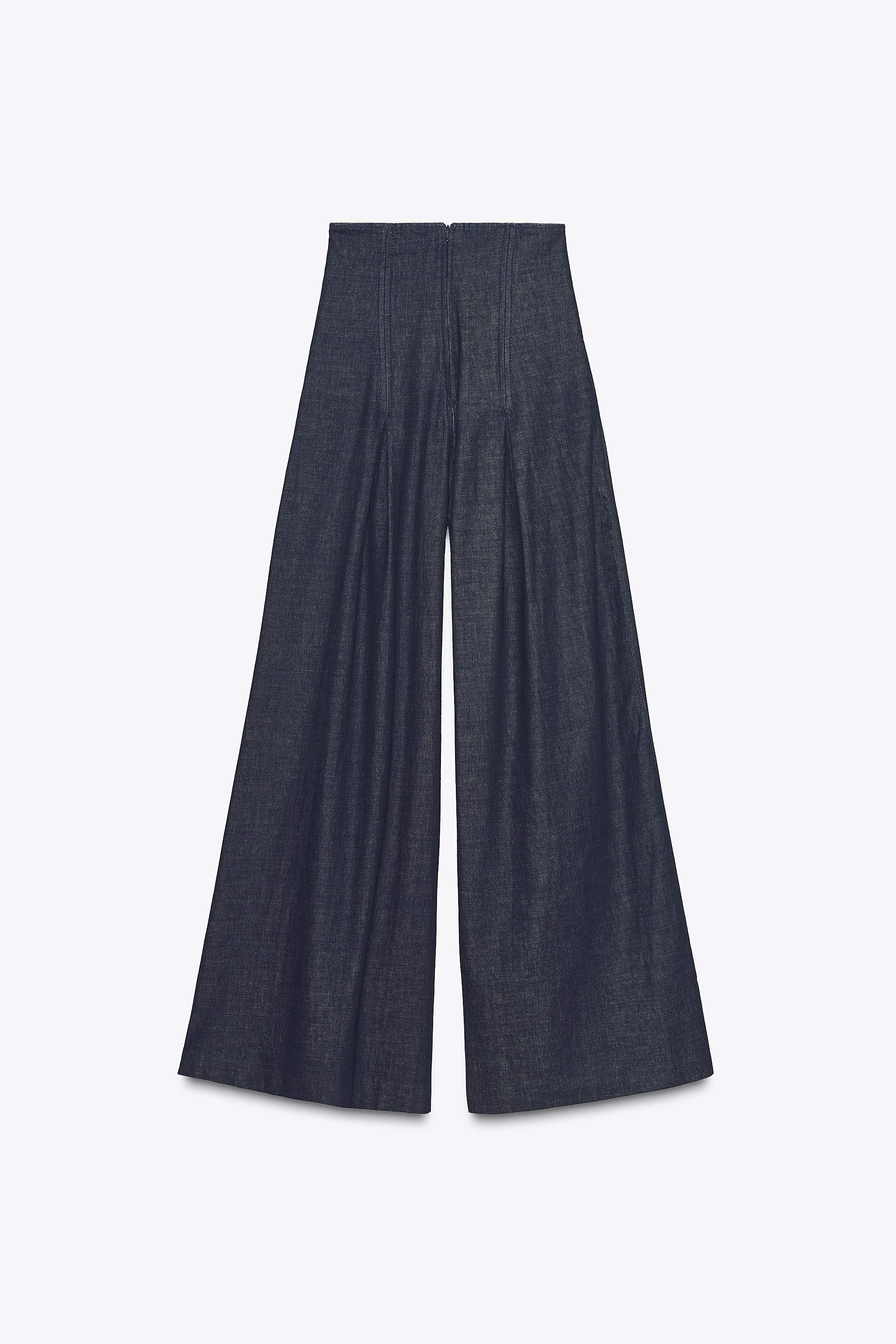 ZWコレクション ハイライズ ワイドレッグデニムパンツ - ブルー