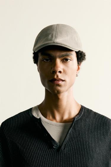 CHECK TEXTURE BERET - Beige by Zara - Image 0