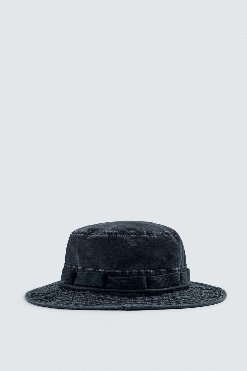 WIDE BRIM BUCKET HAT - Navy blue | ZARA United States display picture 3