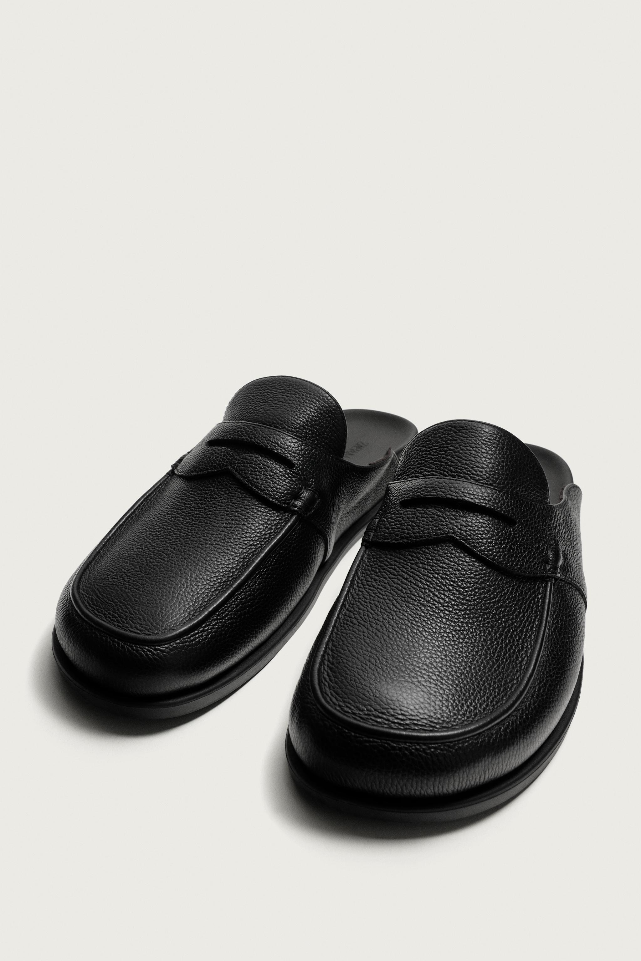 Мужские сабо Zara LEATHER LOAFER CLOGS — фото 5