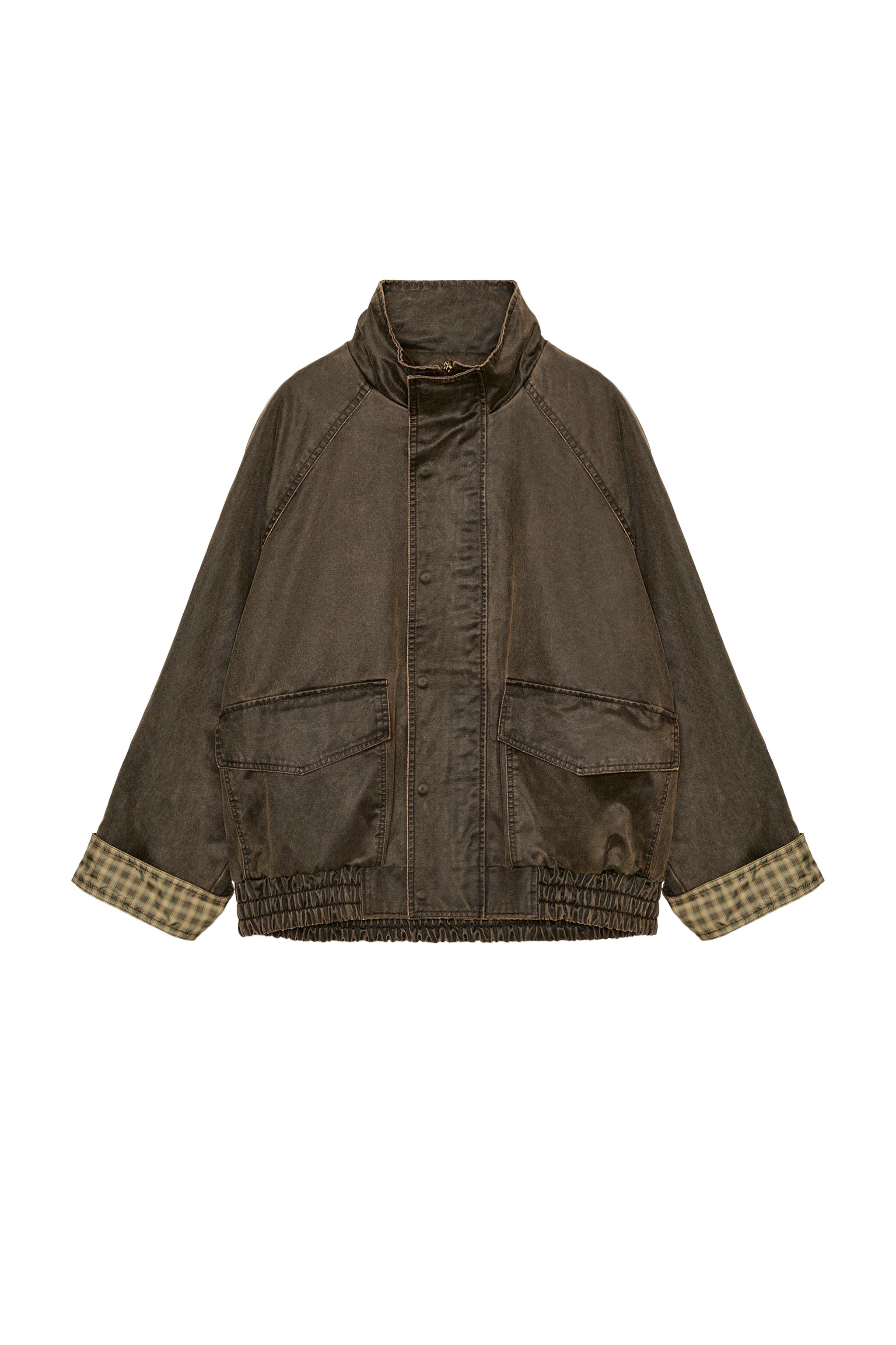 ウォッシュドチェックワックスフィニッシュジャケット - ダーク