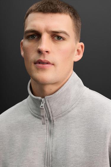 Quarter Zip Sweatshirt - Grey marl by Zara - Image 4