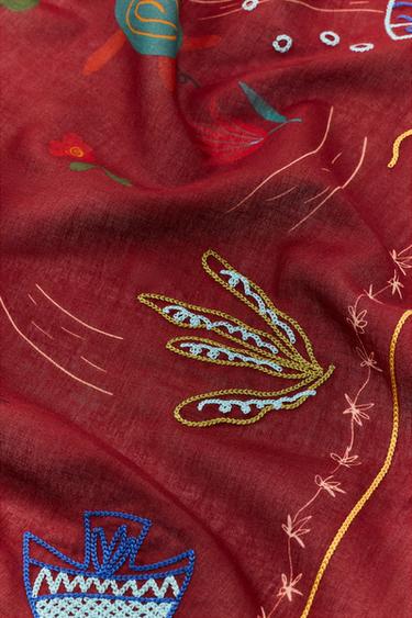 FOULARD BANDANA À IMPRIMÉ BRODÉ - Tuile de Zara - Image 2