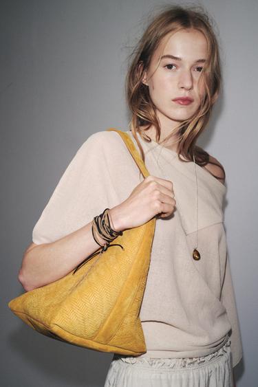 BRAIDED SPLIT SUEDE BAG - Yellow by Zara - Image 1