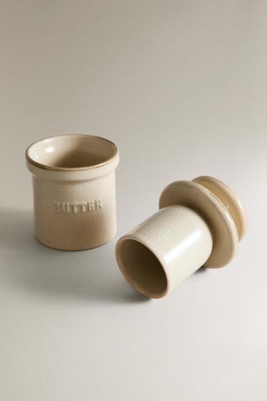 BEURRIER CYLINDRIQUE EN GRÈS - Gris de Zara - Image 3