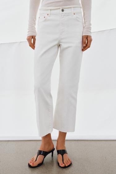JEAN ZW COLLECTION CROPPED FLARE TAILLE MOYENNE - Blanc de Zara - Image 1