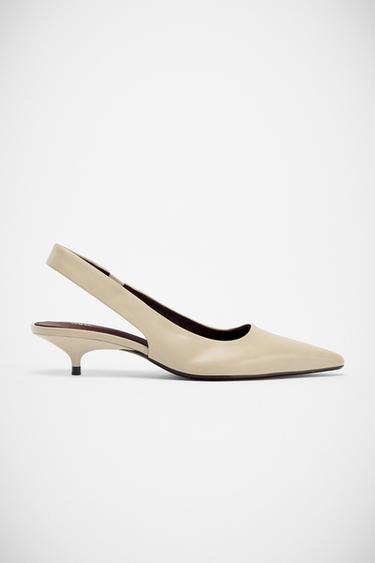 SLINGBACK KITTEN HEEL SHOES - Taupe Grey by Zara