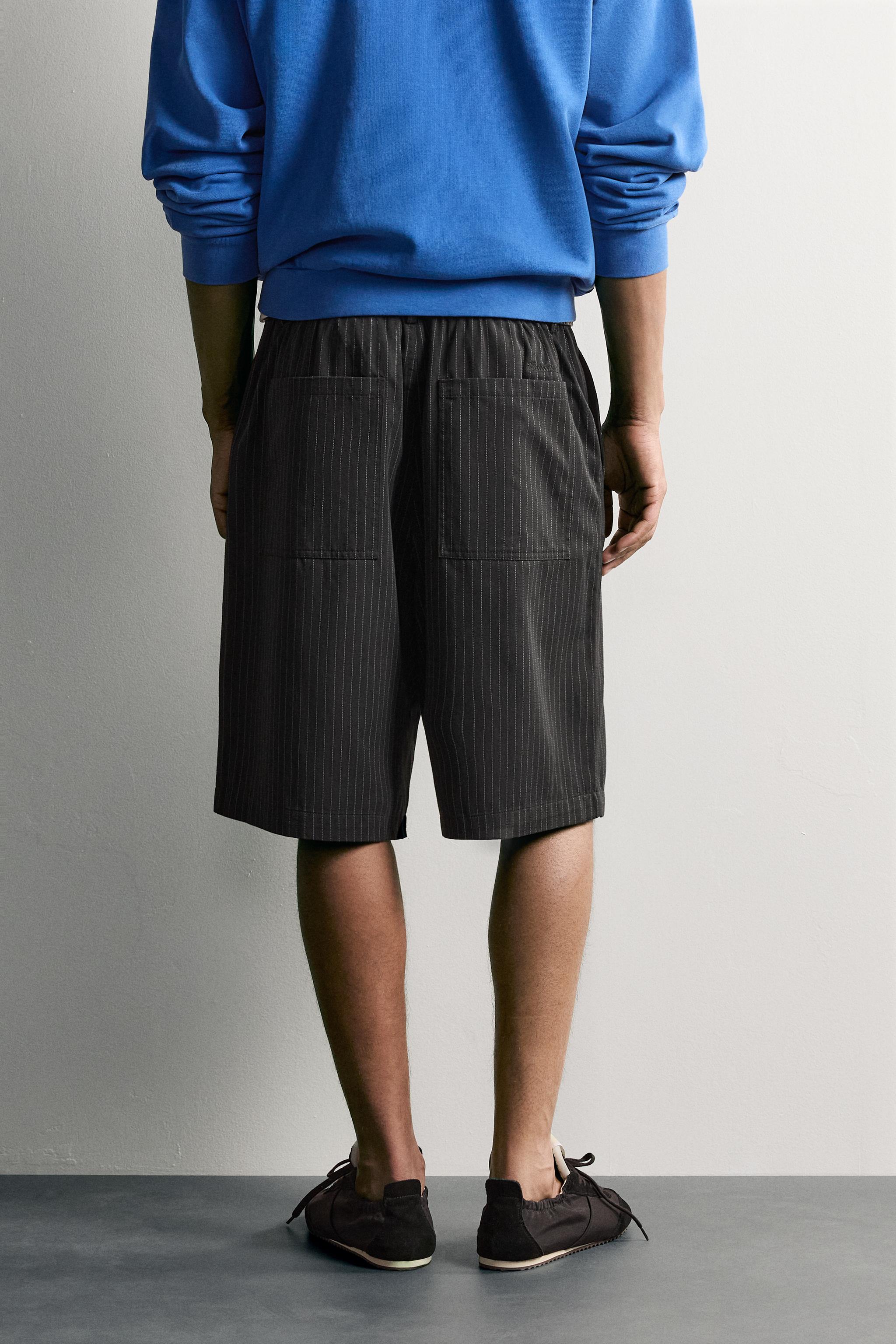 Мужские шорты Zara PINSTRIPE BAGGY FIT SHORTS — фото 3