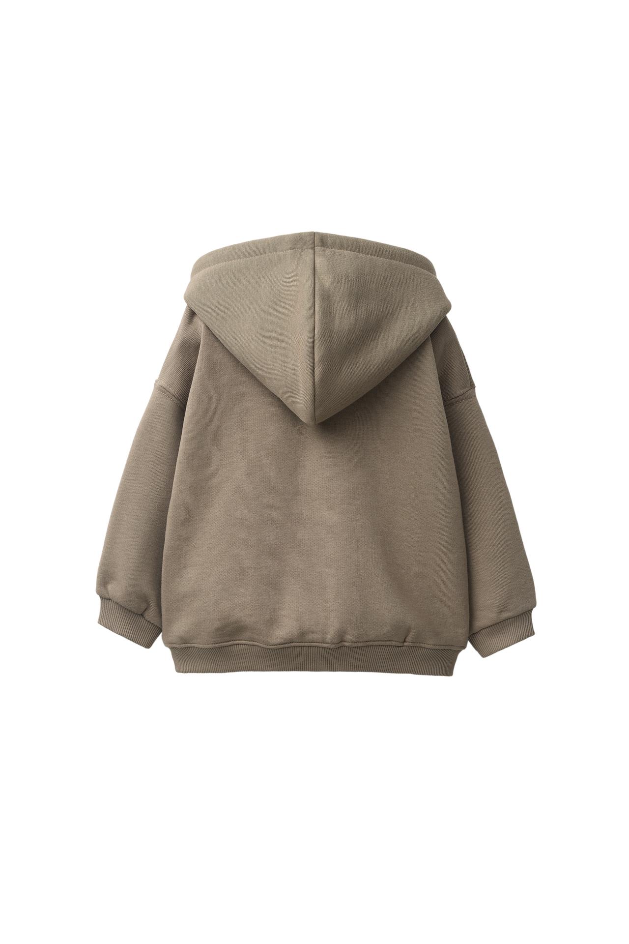HOODED ZIP SWEATSHIRT — Brown / Taupe