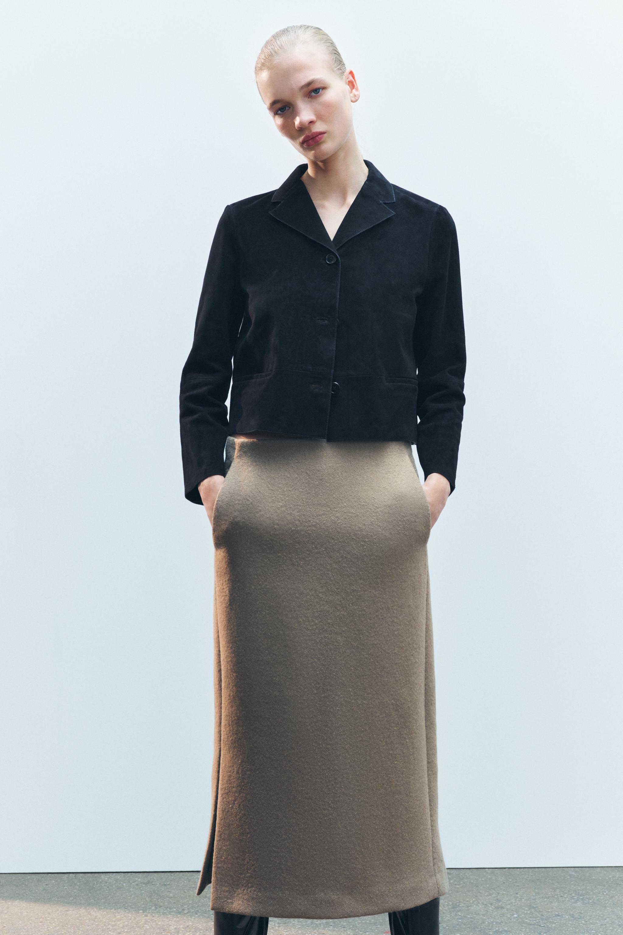 Long wool skirt zara best sale