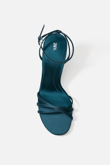 SATIN STRAPPY HEELED SANDALS - Bluish by Zara