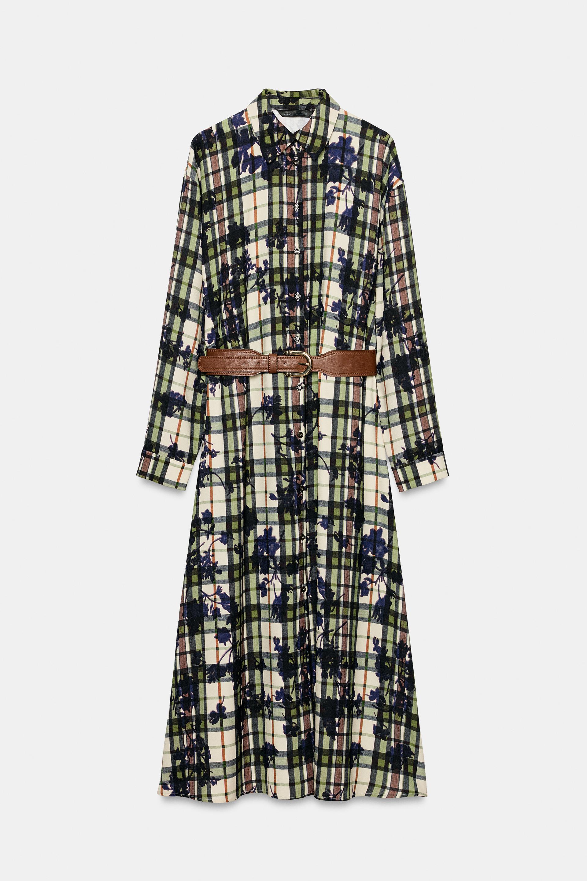 PRINTED MIDI SHIRT DRESS WITH BELT thumbnail 7