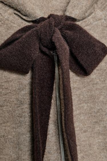 HOODIE CARDIGAN WITH BOW - Mink marl by Zara - Image 6